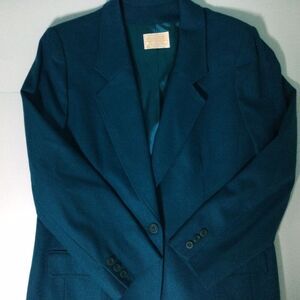Vtg Pendleton Virgin Wool Blazer Womens Sz 16 Teal Blue 1 Button Lined Read!‎